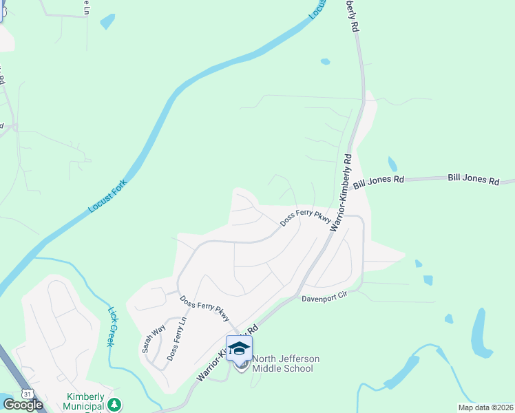 map of restaurants, bars, coffee shops, grocery stores, and more near 8644 Warrior-Kimberly Road in Kimberly