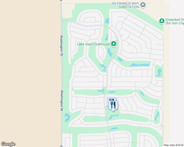 map of restaurants, bars, coffee shops, grocery stores, and more near 78325 Cloveridge Way in Palm Desert