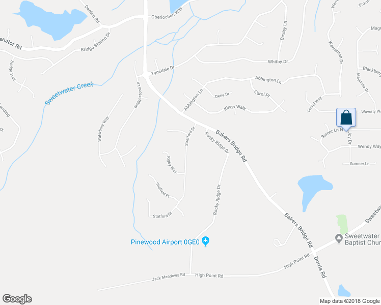 map of restaurants, bars, coffee shops, grocery stores, and more near 153 Stratford Drive in Douglasville