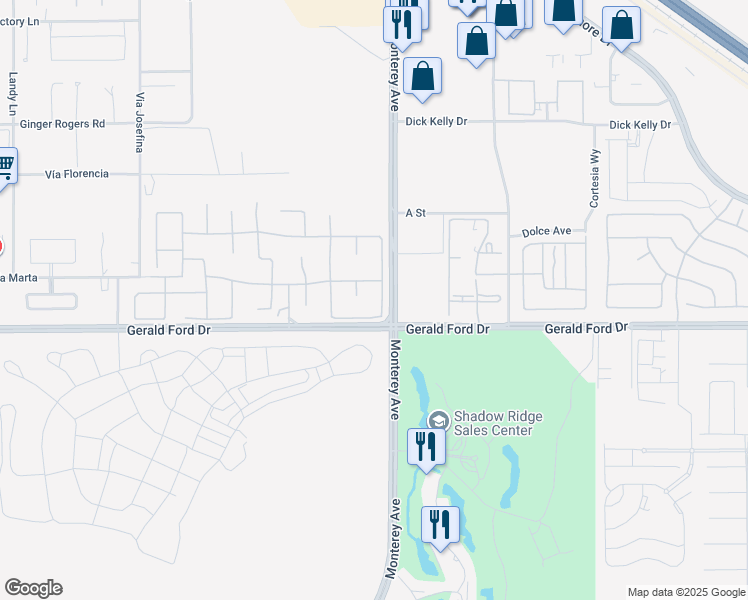 map of restaurants, bars, coffee shops, grocery stores, and more near 66 Victor Hugo Road in Rancho Mirage