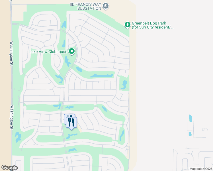 map of restaurants, bars, coffee shops, grocery stores, and more near 35902 Crescent Street in Palm Desert