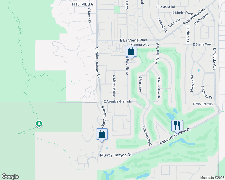 map of restaurants, bars, coffee shops, grocery stores, and more near 245 Toro Circle in Palm Springs