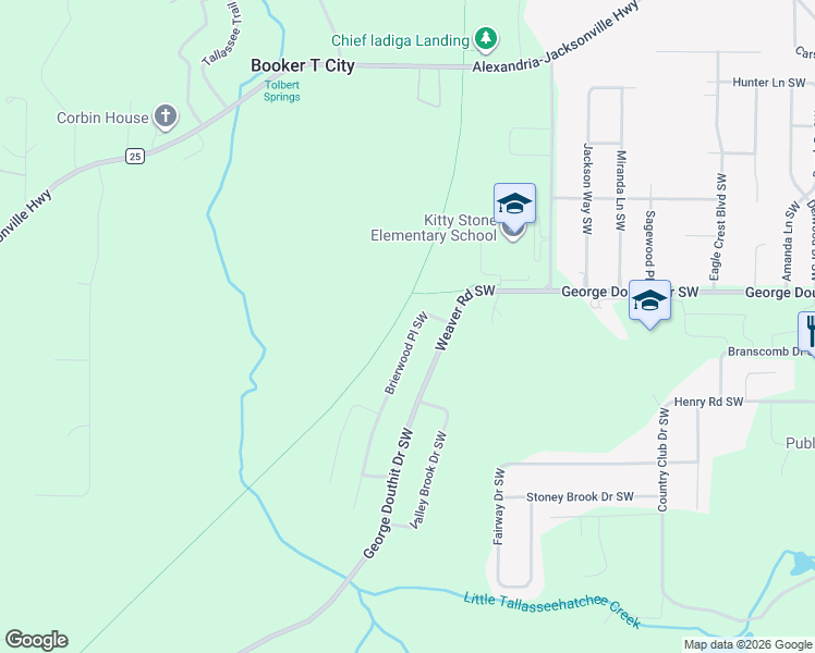 map of restaurants, bars, coffee shops, grocery stores, and more near 1415 Brierwood Place Southwest in Jacksonville