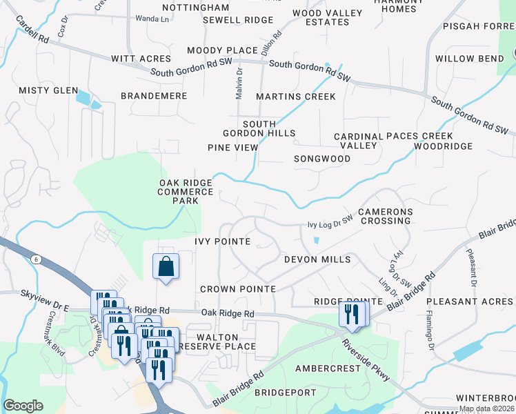 map of restaurants, bars, coffee shops, grocery stores, and more near 1529 Pine Log Place in Austell