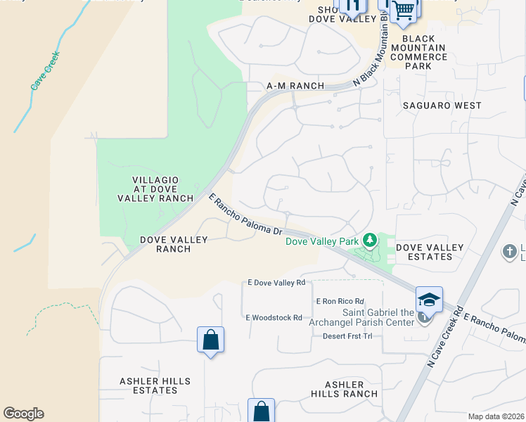 map of restaurants, bars, coffee shops, grocery stores, and more near 4433 East Smokehouse Trail in Cave Creek