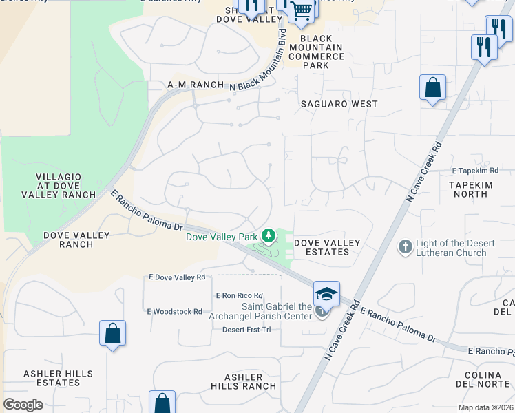 map of restaurants, bars, coffee shops, grocery stores, and more near 33243 North 46th Way in Cave Creek