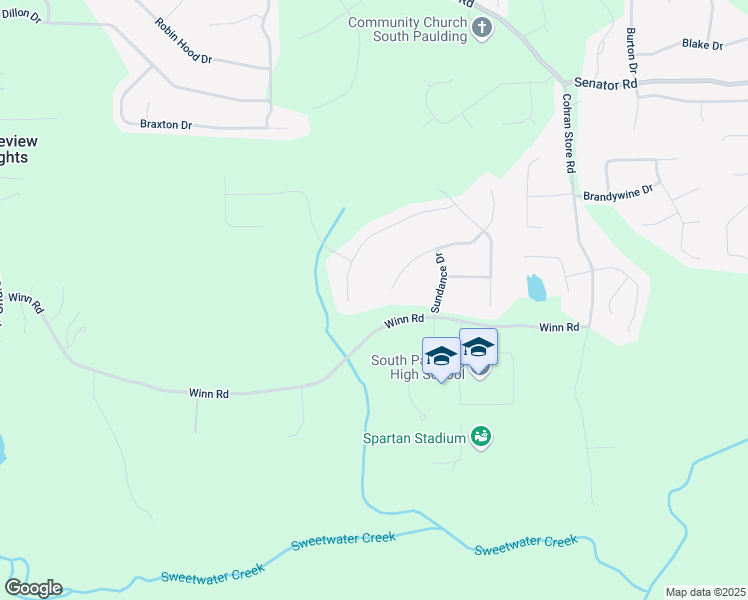 map of restaurants, bars, coffee shops, grocery stores, and more near 156 Brookridge Court in Douglasville