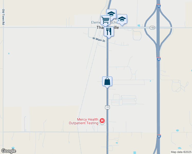 map of restaurants, bars, coffee shops, grocery stores, and more near 19371 Bellview Street in Thackerville
