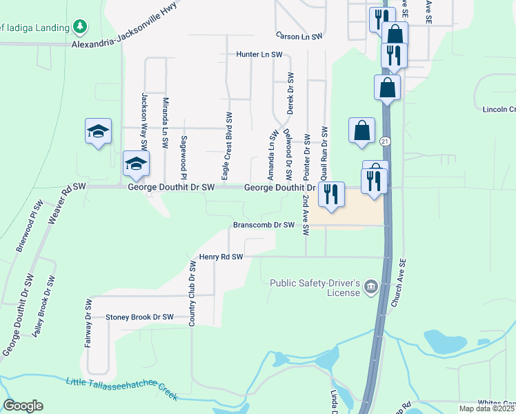 map of restaurants, bars, coffee shops, grocery stores, and more near 911 Public Safety Drive Southwest in Jacksonville