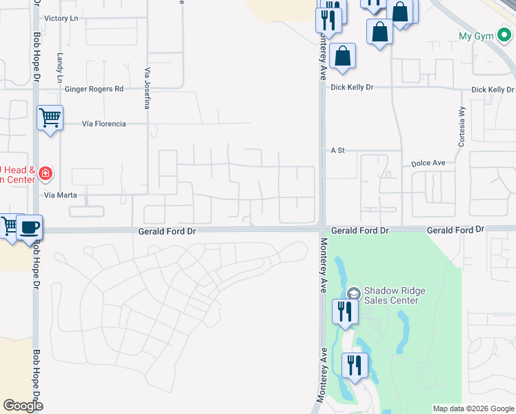map of restaurants, bars, coffee shops, grocery stores, and more near 3 Cartier Court in Rancho Mirage