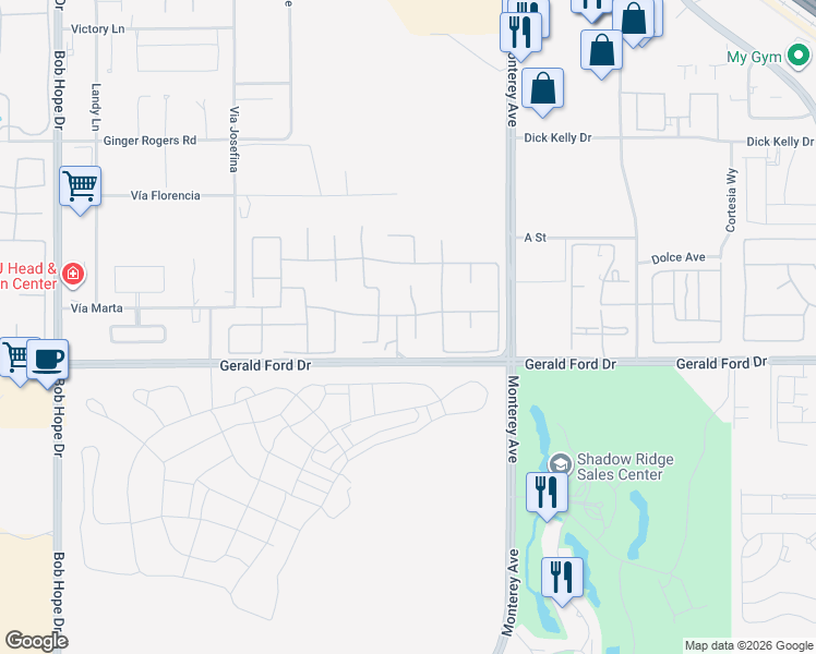 map of restaurants, bars, coffee shops, grocery stores, and more near 3 Cartier Court in Rancho Mirage