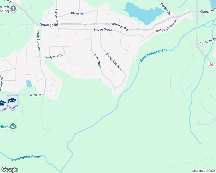 map of restaurants, bars, coffee shops, grocery stores, and more near 562 River Walk in Douglasville