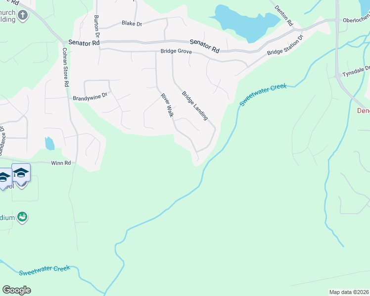 map of restaurants, bars, coffee shops, grocery stores, and more near 562 River Walk in Douglasville