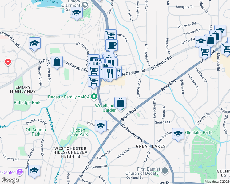 map of restaurants, bars, coffee shops, grocery stores, and more near 1231 U.S. 23 in Decatur