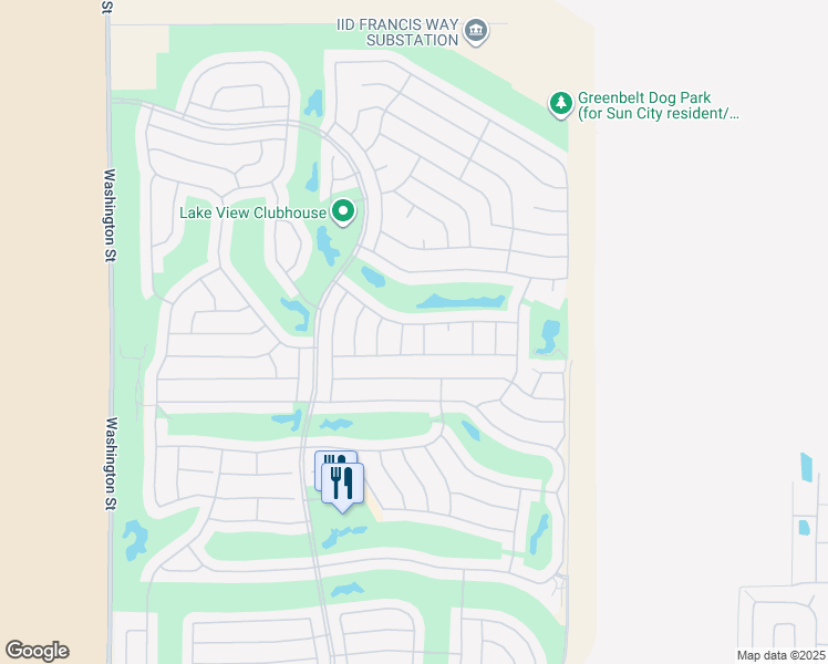 map of restaurants, bars, coffee shops, grocery stores, and more near 78607 Valley Vista Avenue in Palm Desert