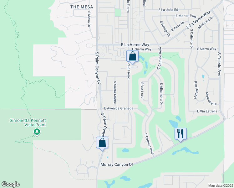 map of restaurants, bars, coffee shops, grocery stores, and more near 2432 South Sierra Madre in Palm Springs