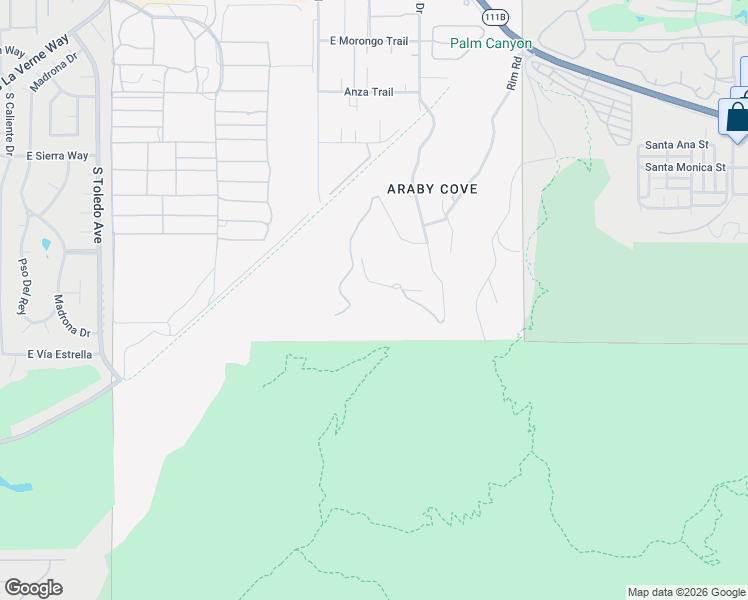 map of restaurants, bars, coffee shops, grocery stores, and more near 2540 South Araby Drive in Palm Springs