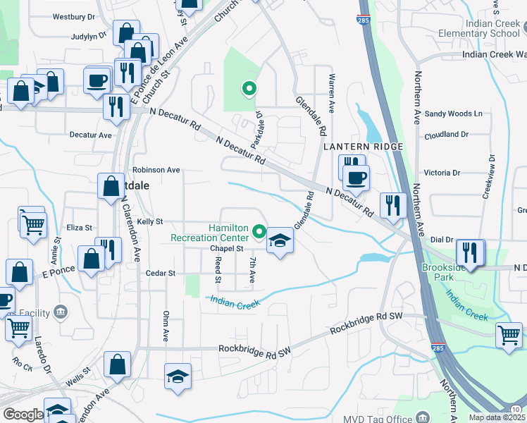 map of restaurants, bars, coffee shops, grocery stores, and more near 445 Brownell Avenue in Scottdale