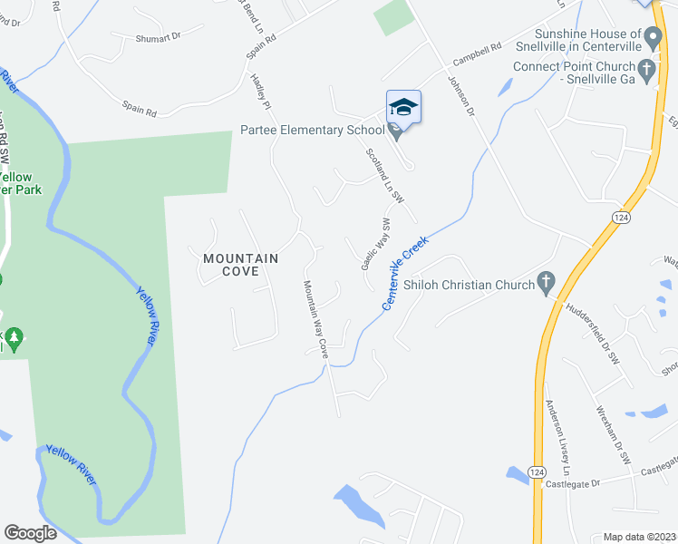 map of restaurants, bars, coffee shops, grocery stores, and more near 4510 Trumble Terrace in Snellville