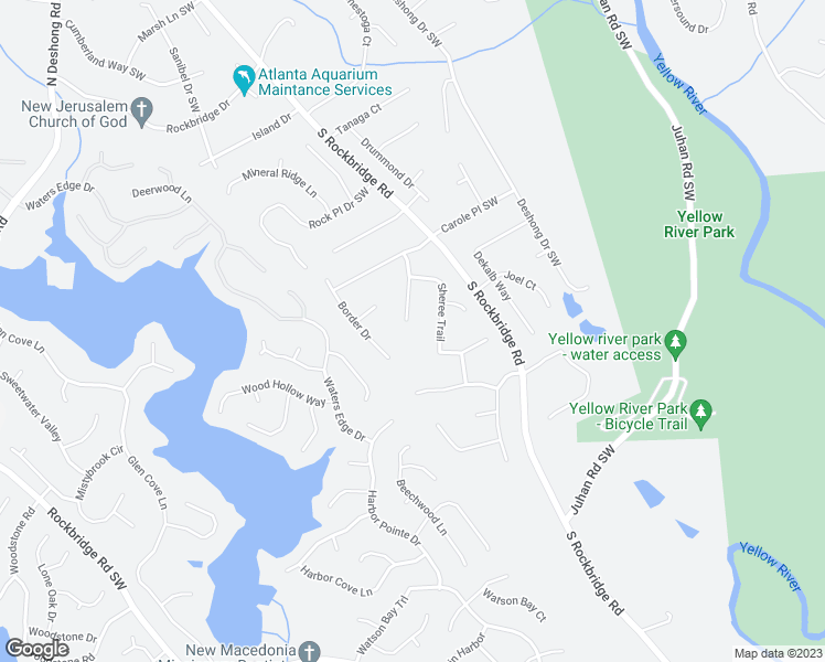 map of restaurants, bars, coffee shops, grocery stores, and more near 3406 Shady Hollow Run in Stone Mountain