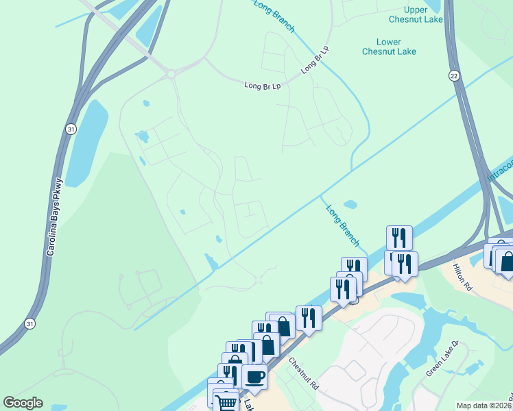 map of restaurants, bars, coffee shops, grocery stores, and more near 6510-6848 Water Tower Road in Longs