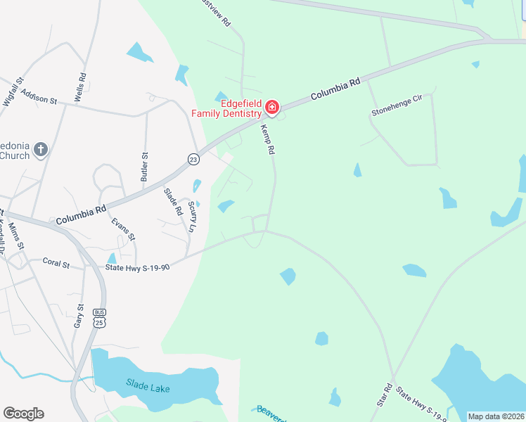 map of restaurants, bars, coffee shops, grocery stores, and more near 44 Kemp Road in Edgefield