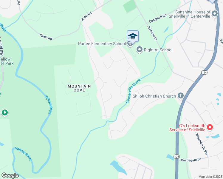 map of restaurants, bars, coffee shops, grocery stores, and more near 4510 Trumble Terrace in Snellville