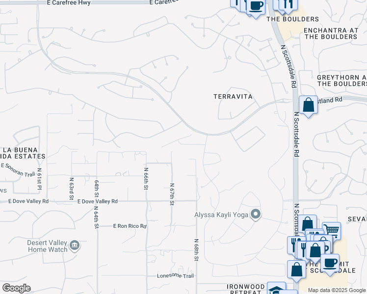 map of restaurants, bars, coffee shops, grocery stores, and more near 6719 East Soaring Eagle Way in Scottsdale