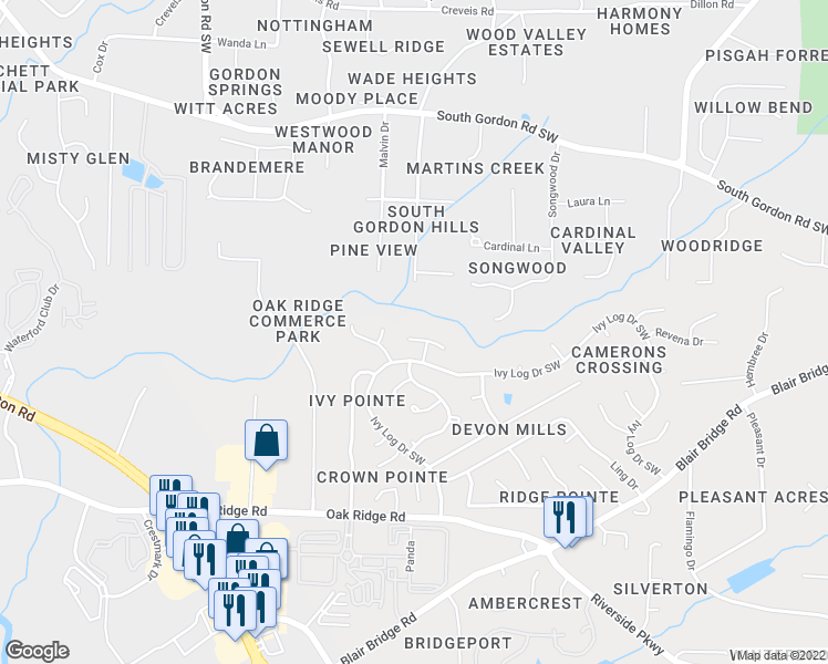 map of restaurants, bars, coffee shops, grocery stores, and more near 1532 Pine Log Place in Austell