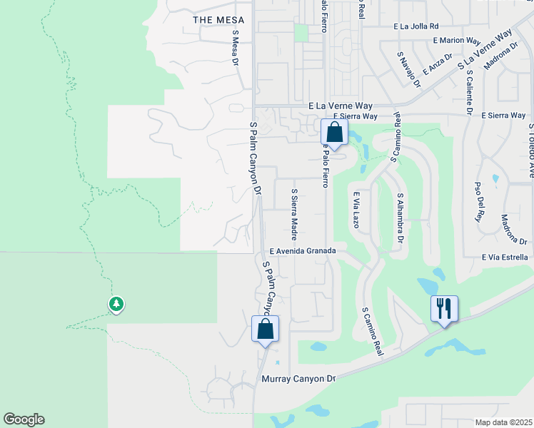 map of restaurants, bars, coffee shops, grocery stores, and more near 2400 South Palm Canyon Drive in Palm Springs