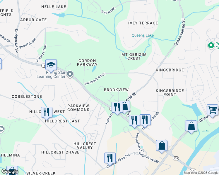 map of restaurants, bars, coffee shops, grocery stores, and more near 6702 Stoneleigh Way in Mableton