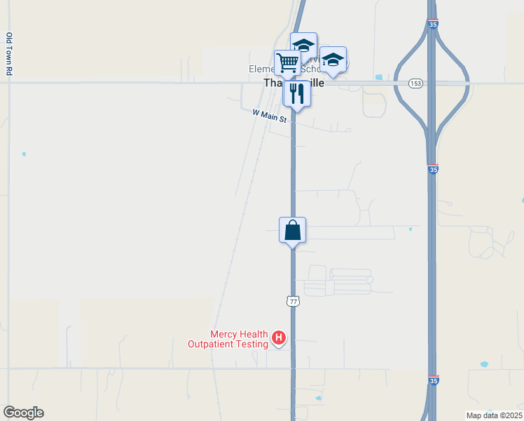map of restaurants, bars, coffee shops, grocery stores, and more near 19371 Bellview Street in Thackerville