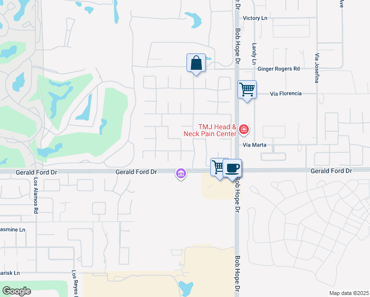 map of restaurants, bars, coffee shops, grocery stores, and more near 2 Scarborough Way in Rancho Mirage