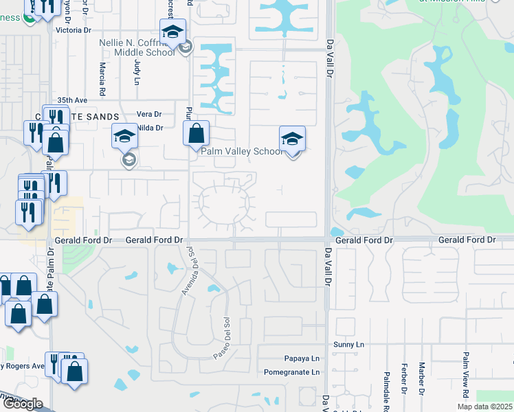 map of restaurants, bars, coffee shops, grocery stores, and more near 69750 Campana Court in Rancho Mirage