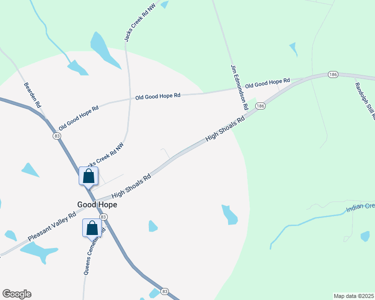 map of restaurants, bars, coffee shops, grocery stores, and more near Georgia 186 in Good Hope