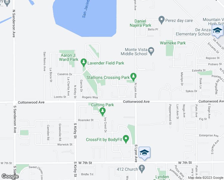 map of restaurants, bars, coffee shops, grocery stores, and more near 177 Mustang Way in San Jacinto