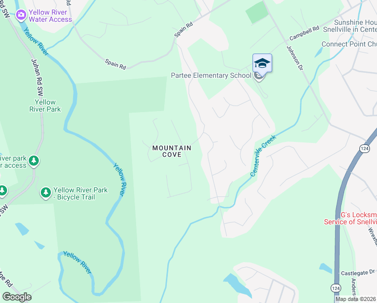 map of restaurants, bars, coffee shops, grocery stores, and more near 3700 Hadley Place in Snellville