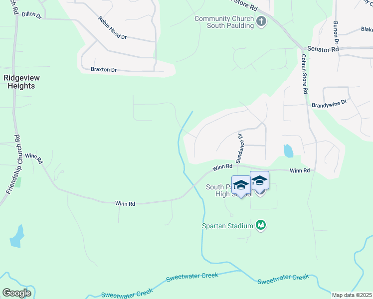 map of restaurants, bars, coffee shops, grocery stores, and more near 370 Cassidy Trail in Douglasville