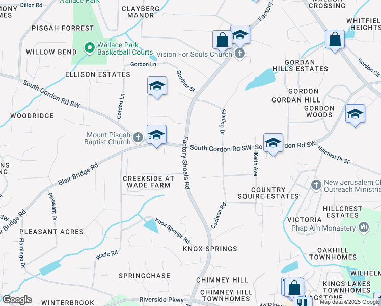 map of restaurants, bars, coffee shops, grocery stores, and more near 705 South Gordon Road Southwest in Mableton