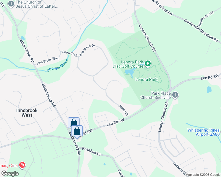 map of restaurants, bars, coffee shops, grocery stores, and more near 4396 Alpine Court in Snellville