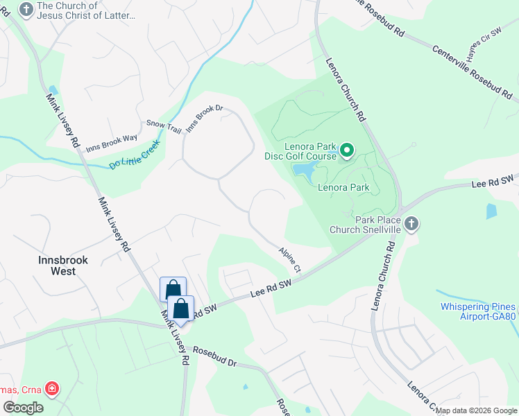 map of restaurants, bars, coffee shops, grocery stores, and more near 4396 Alpine Court in Snellville