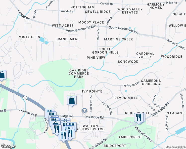 map of restaurants, bars, coffee shops, grocery stores, and more near 1632 Pecan Log Place in Austell