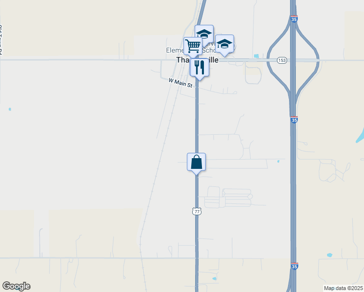 map of restaurants, bars, coffee shops, grocery stores, and more near 19390 U.S. 77 in Thackerville