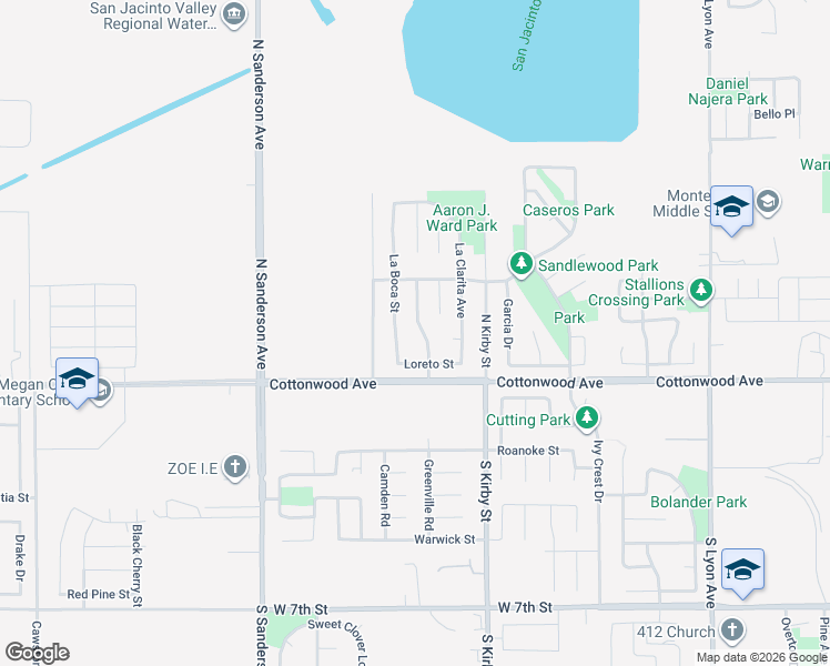map of restaurants, bars, coffee shops, grocery stores, and more near 188 Solana Street in San Jacinto