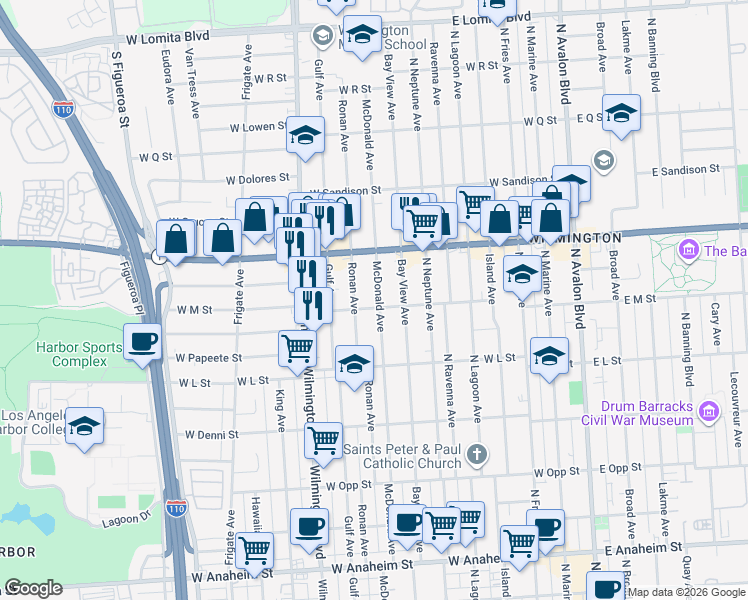 map of restaurants, bars, coffee shops, grocery stores, and more near 1307 McDonald Avenue in Los Angeles