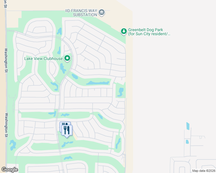 map of restaurants, bars, coffee shops, grocery stores, and more near 78748 Valley Vista Avenue in Palm Desert