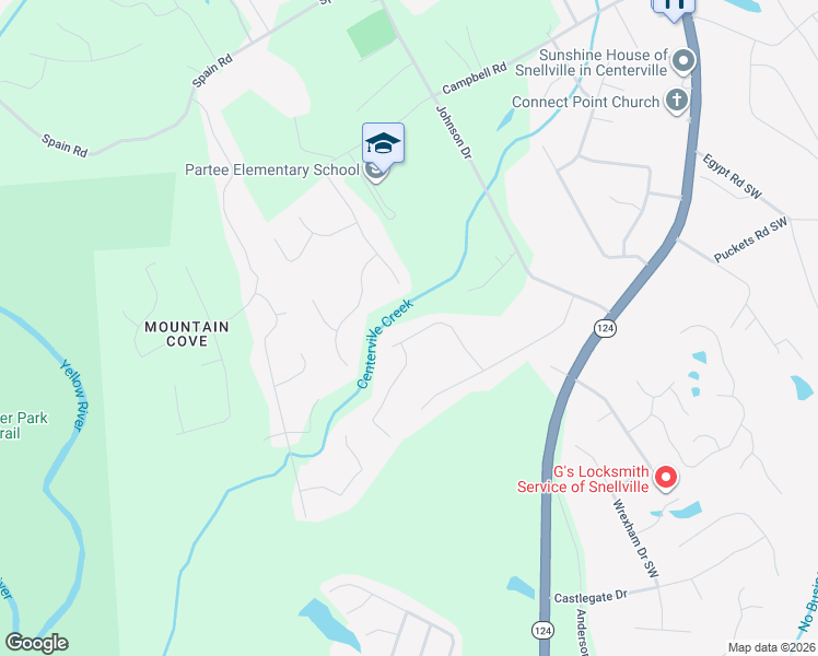 map of restaurants, bars, coffee shops, grocery stores, and more near 3748 Woodrose Court in Snellville