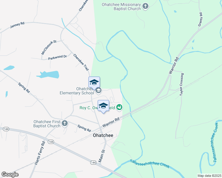 map of restaurants, bars, coffee shops, grocery stores, and more near 365 J Street in Ohatchee