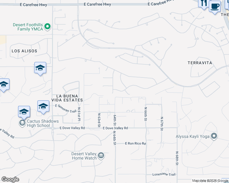 map of restaurants, bars, coffee shops, grocery stores, and more near 6425 East Crested Saguaro Lane in Scottsdale