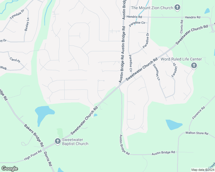 map of restaurants, bars, coffee shops, grocery stores, and more near 65 Meadow Cove in Douglasville